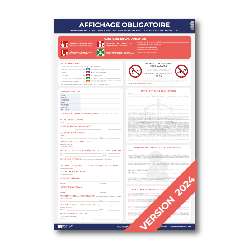 Affichage Obligatoire Entreprise Panneau Complet 2024